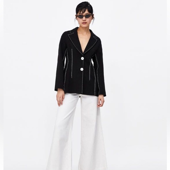 New! Zara XS blazer with contrast stitching. - Picture 2 of 13